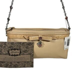 Brighton Mariah Enamel Hearts Cream Leather Shoulder Evening Bag Handbag Purse